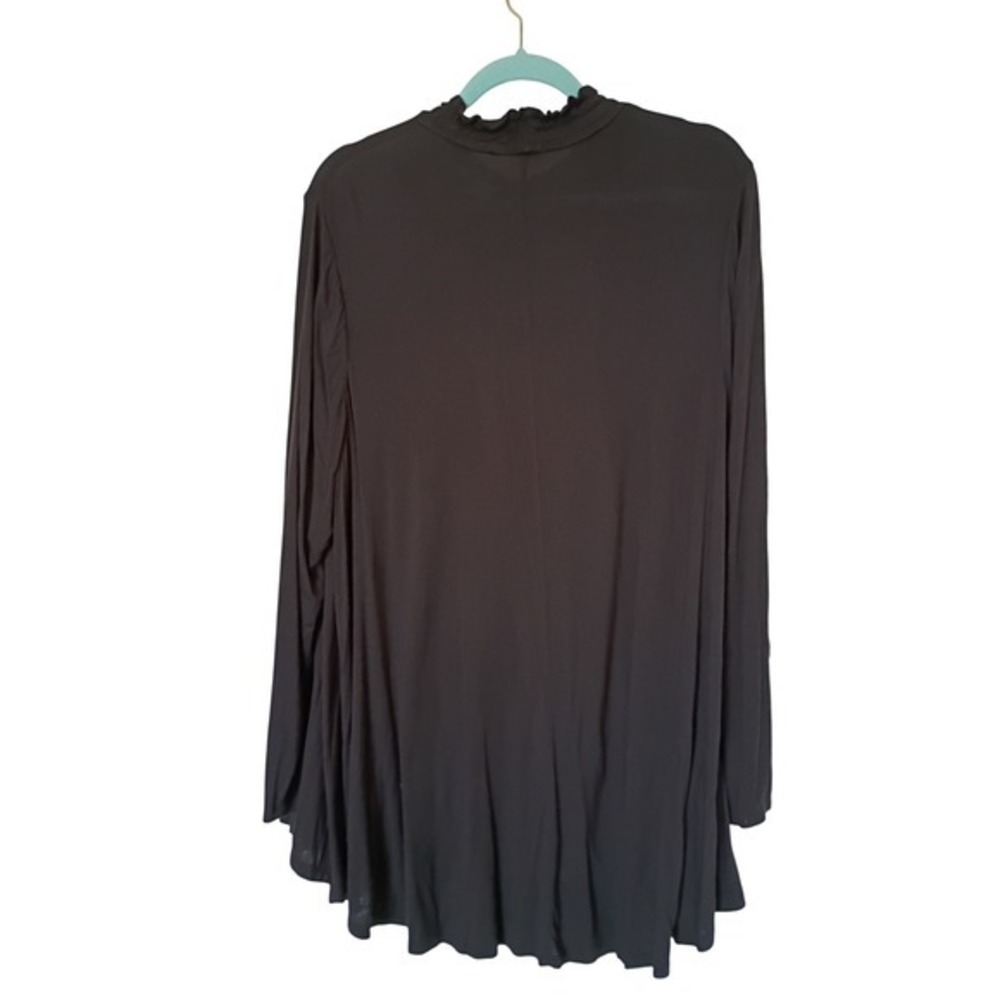 Lane Bryant Black Ruffle Mock Neck High-Low Swing Top Long Sleeve Plus 18/20 - Picture 3 of 8